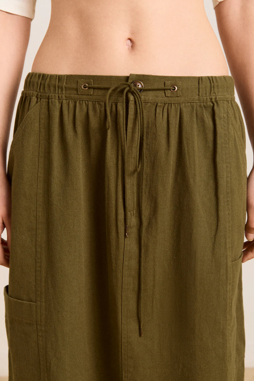 Damson Madder Vika Utility Midi Skirt - Olive