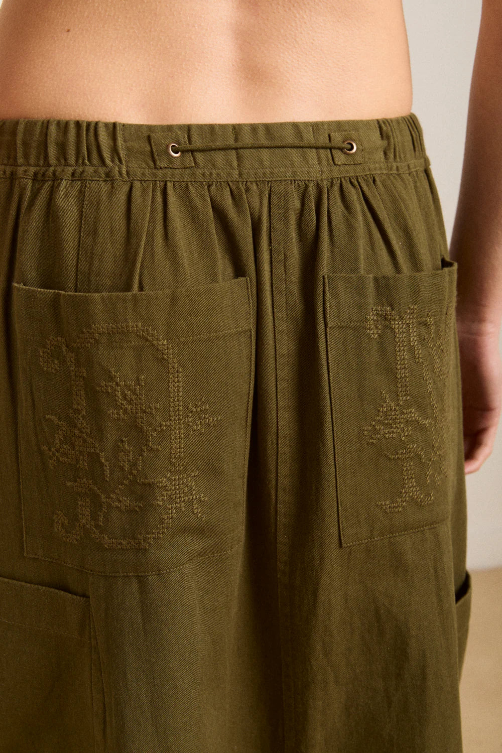 Damson Madder Vika Utility Midi Skirt - Olive