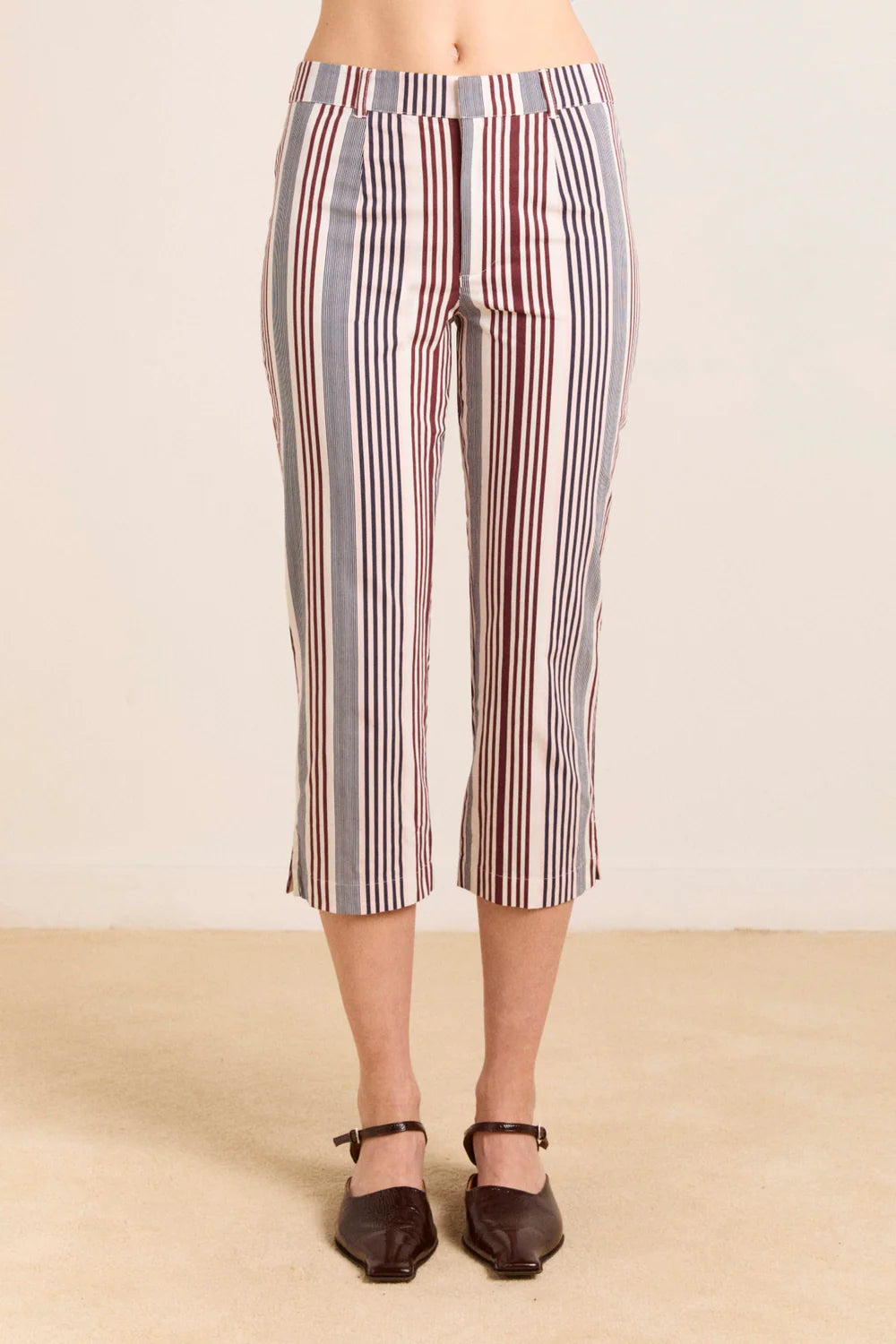 Damson Madder Gaia Capri Trouser - Multi Business Stripe