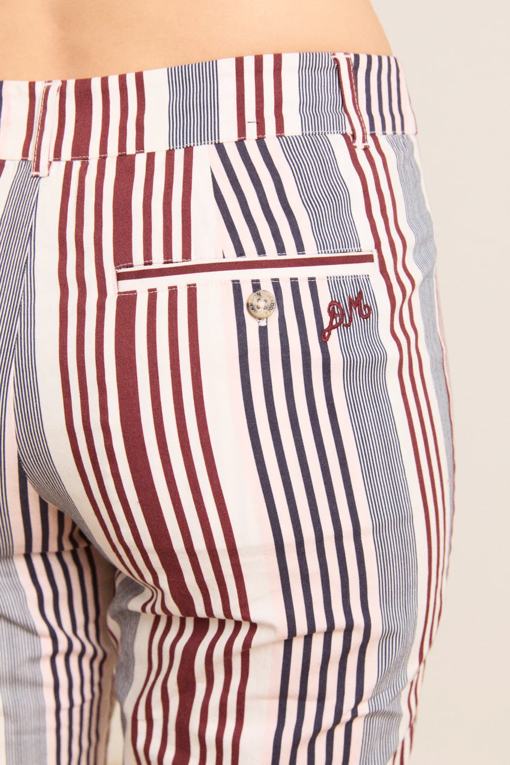 Damson Madder Gaia Capri Trouser - Multi Business Stripe