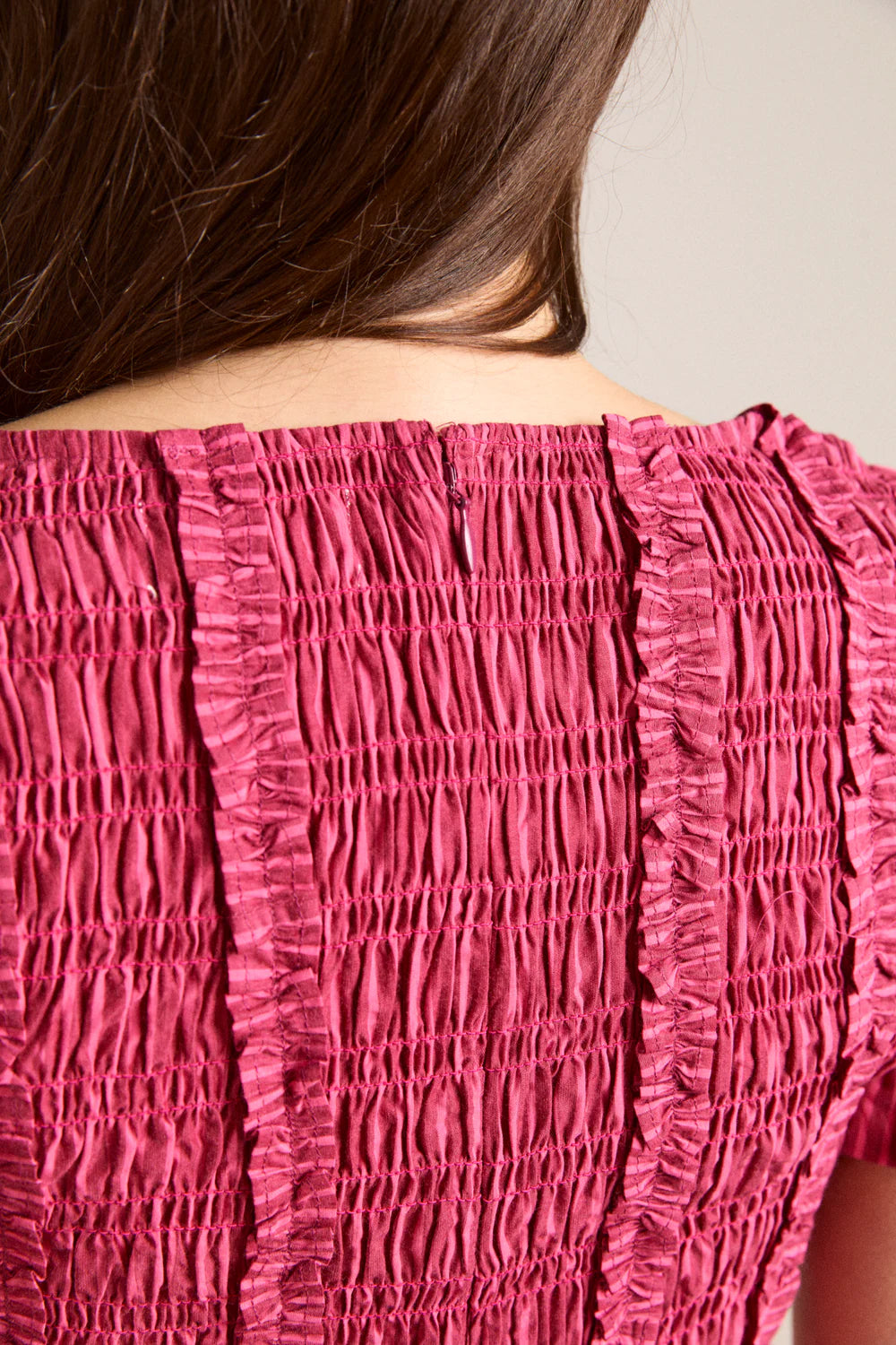 Damson Madder Raphaela Ruffle Midi Dress - Berry Business