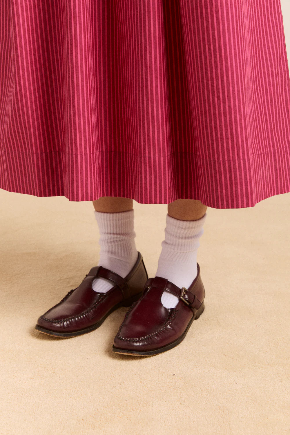 Damson Madder Raphaela Ruffle Midi Dress - Berry Business