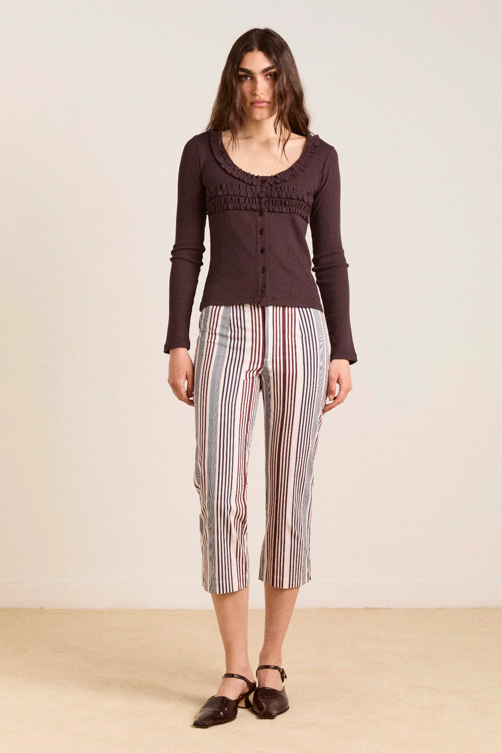 Damson Madder Varsha Frilly Cardi - Brown