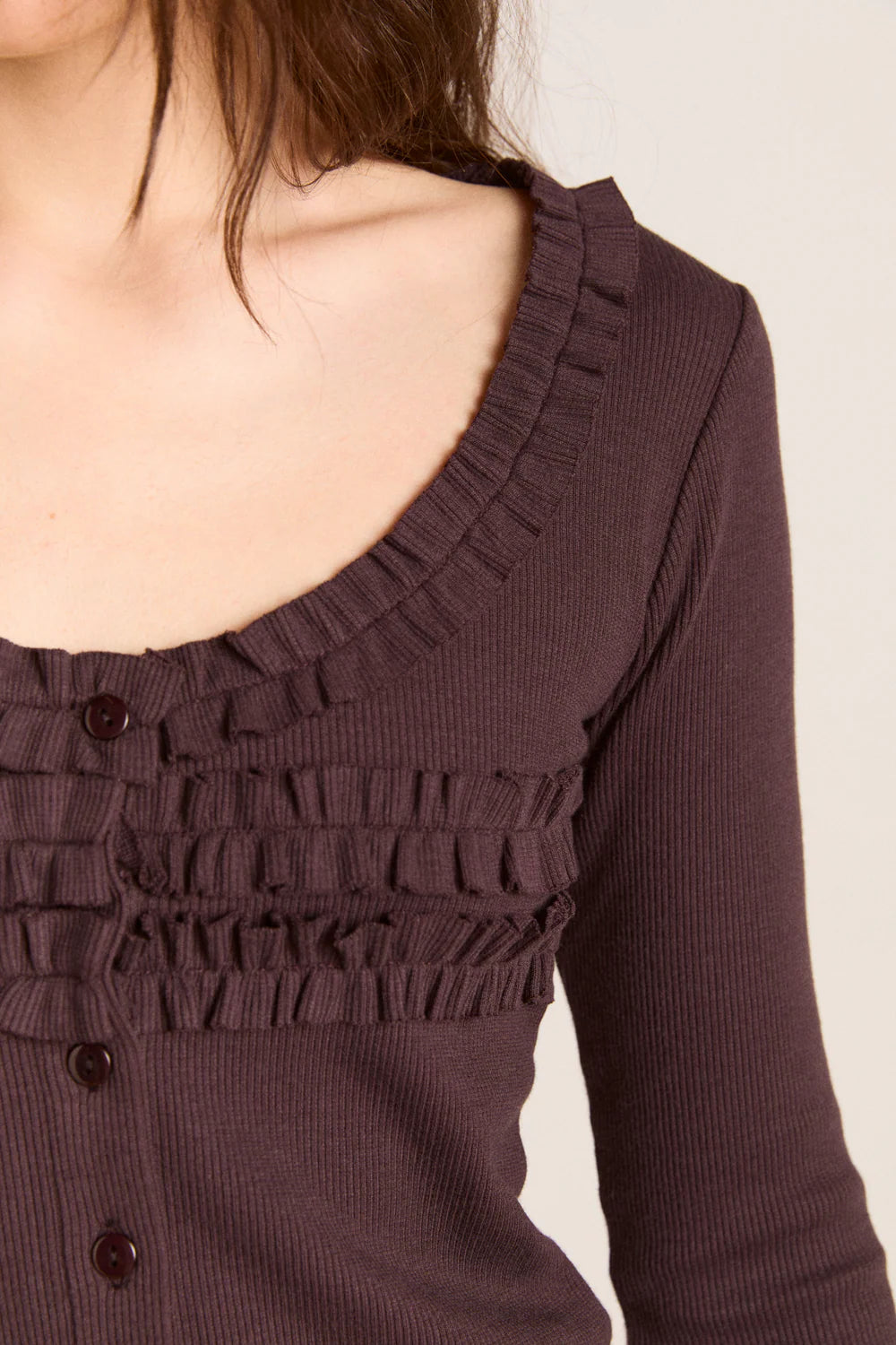 Damson Madder Varsha Frilly Cardi - Brown