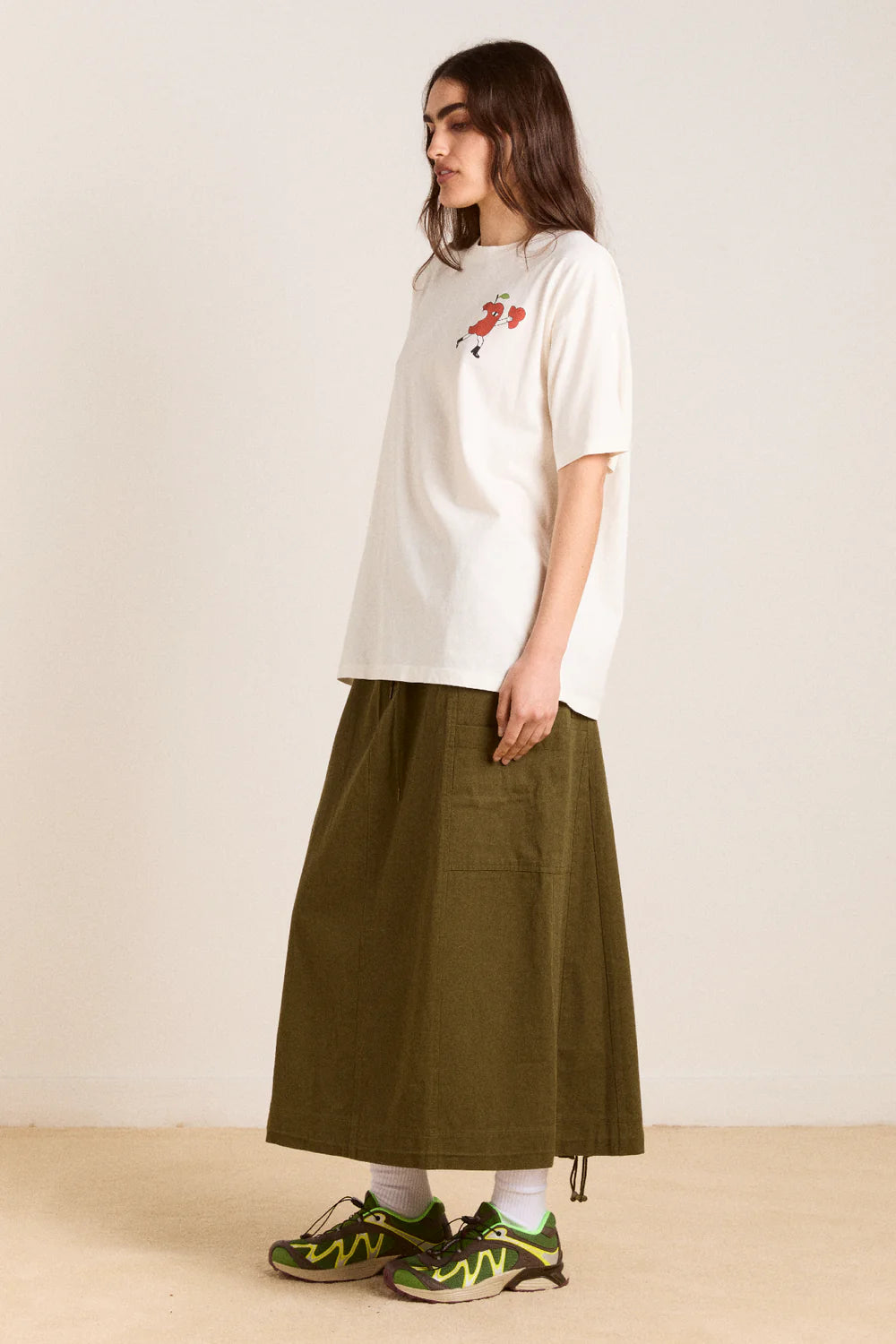 Damson Madder Apple Peel Boyfriend Tee - Ecru