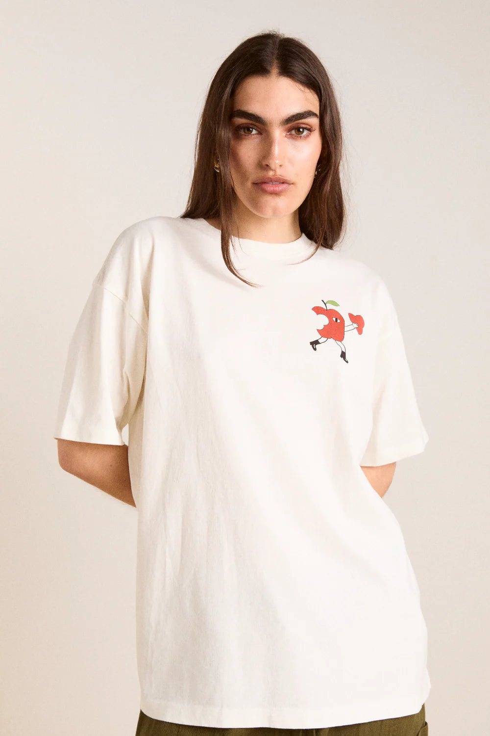 Damson Madder Apple Peel Boyfriend Tee - Ecru