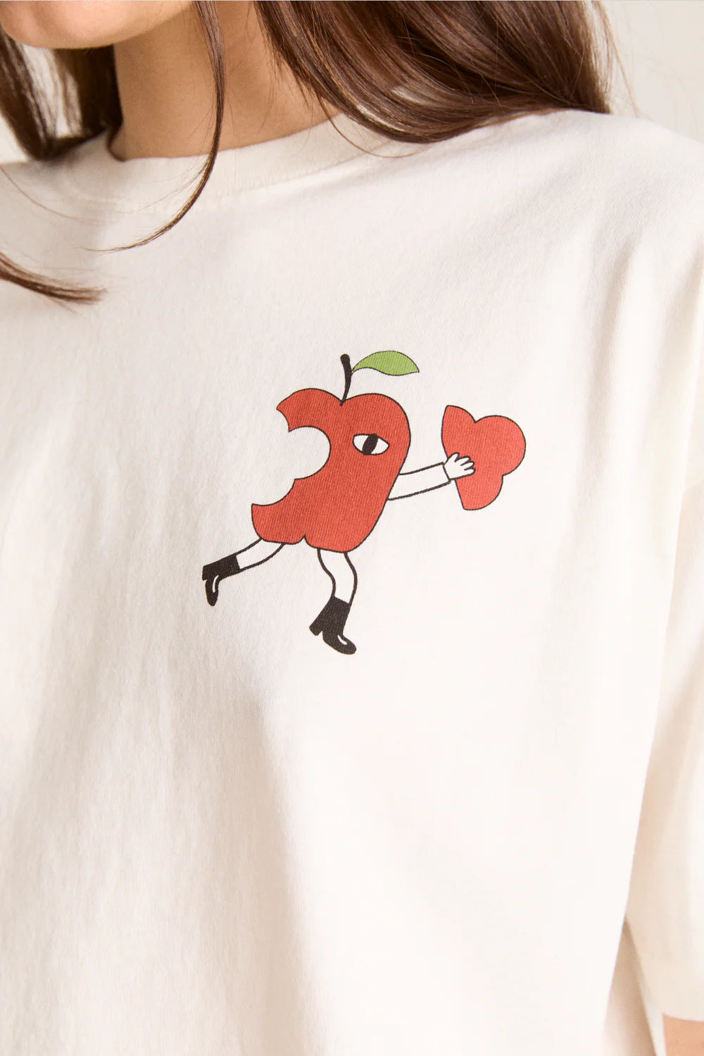 Damson Madder Apple Peel Boyfriend Tee - Ecru