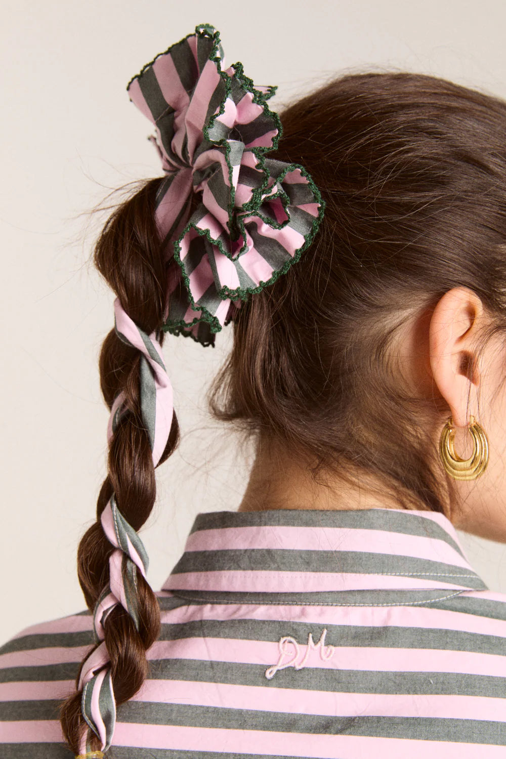 Damson Madder Garter Bun Wrap - Garden Tulle Stripe