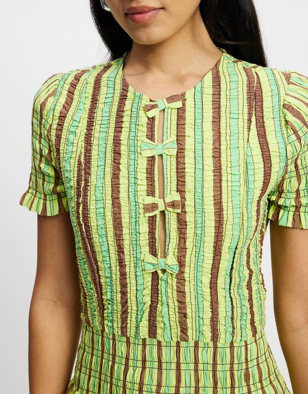 Damson Madder Saffy Mini Dress - Tropical Business Stripe