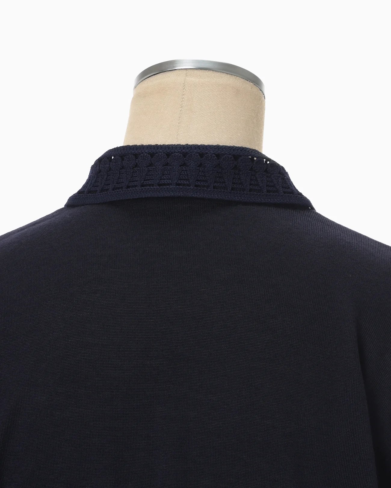 Mame Kurogouchi Detachable Embroidery Collar Knitted Cardigan - navy -KN032