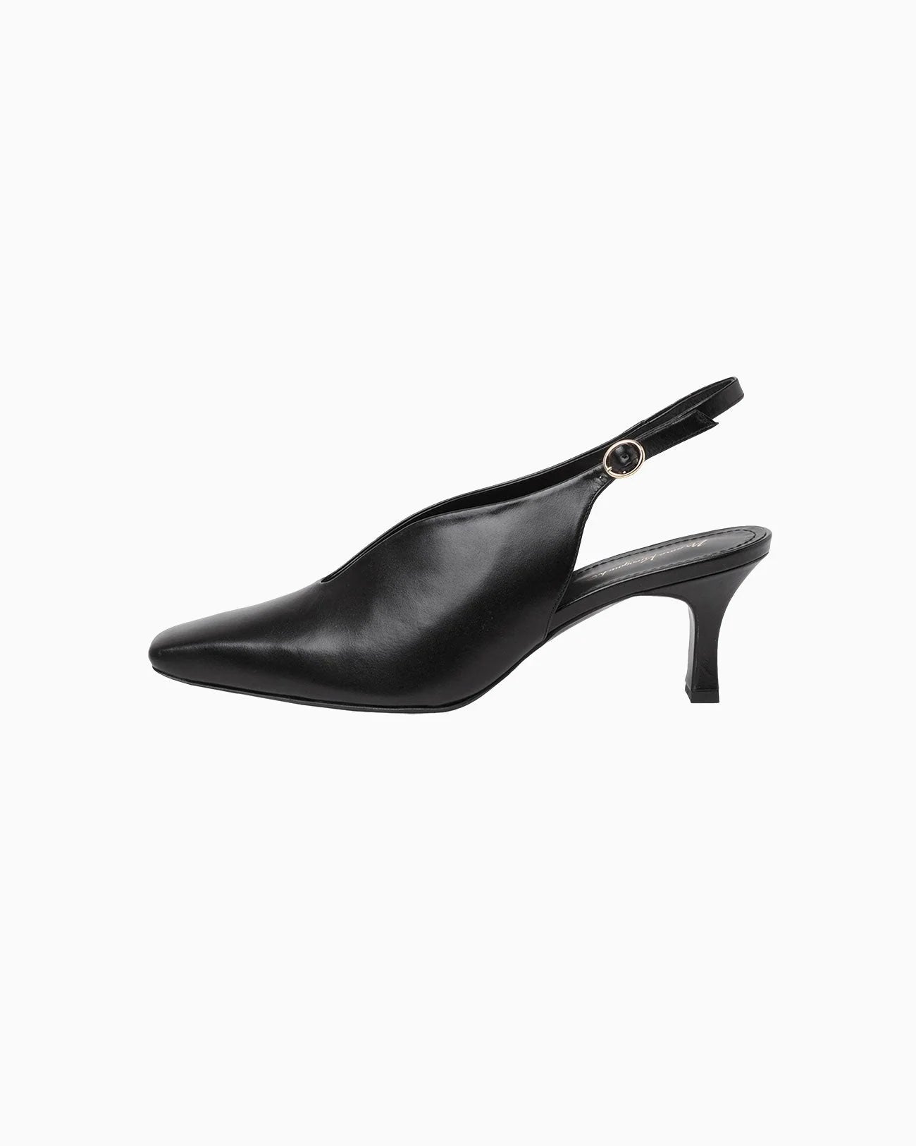 Mame Kurogouchi Curved Line Sling Back Heels - Black