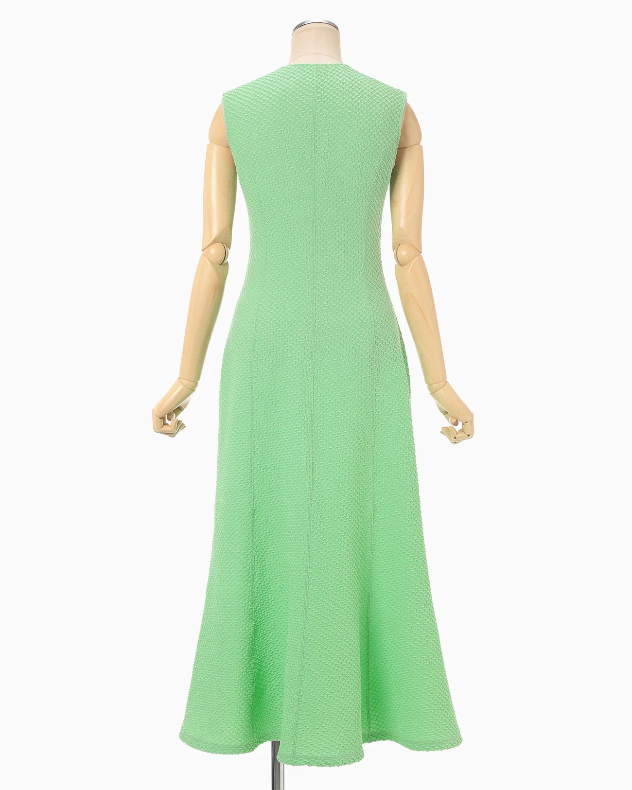 Mame Kurogouchi Shirring Jersey Jacquard Sleeveless Dress - Light Green
