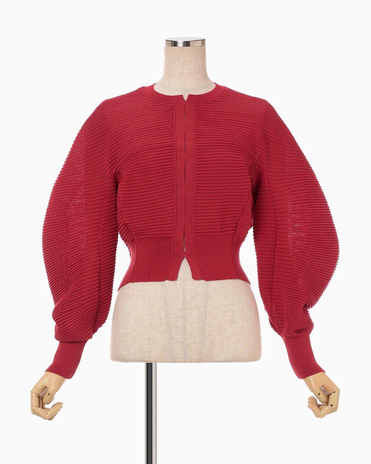 Mame Kurogouchi Curved Sleeve Knitted Cardigan - Red