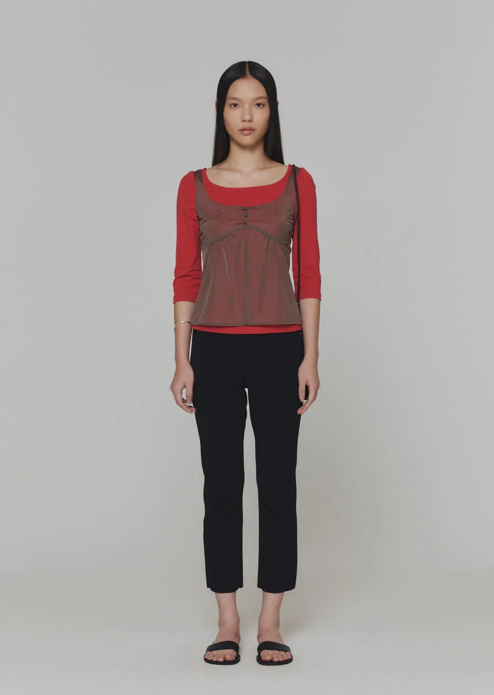Amomento Scoop Neck Short Sleeve T-shirts - Red