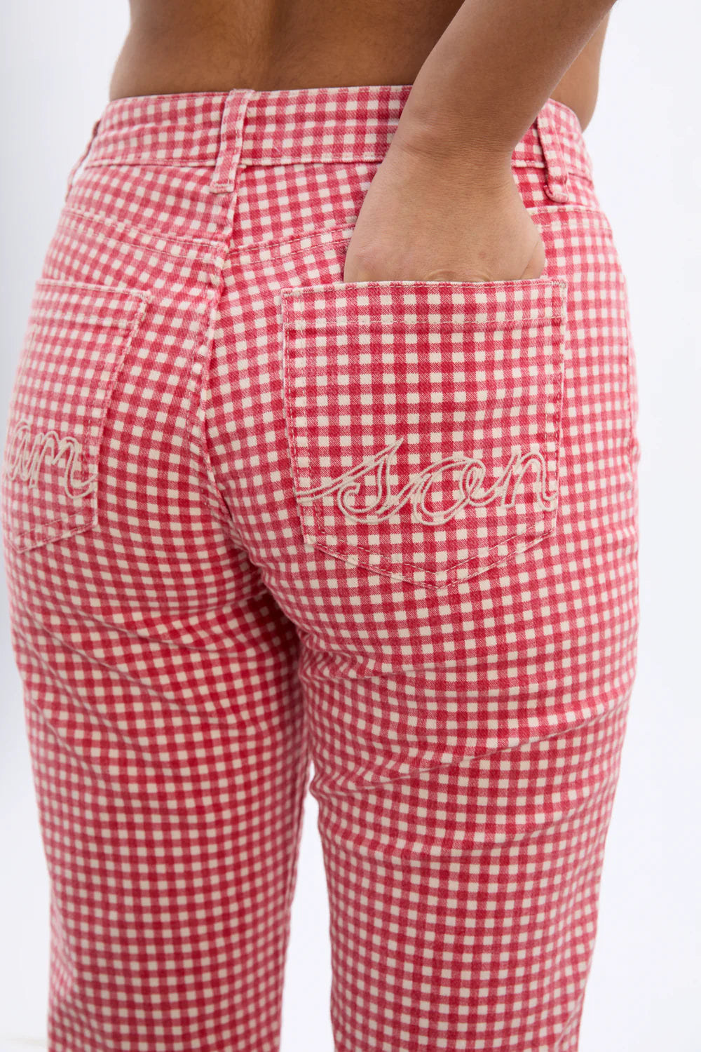 Damson Madder Kenny Jeans- Red Gingham