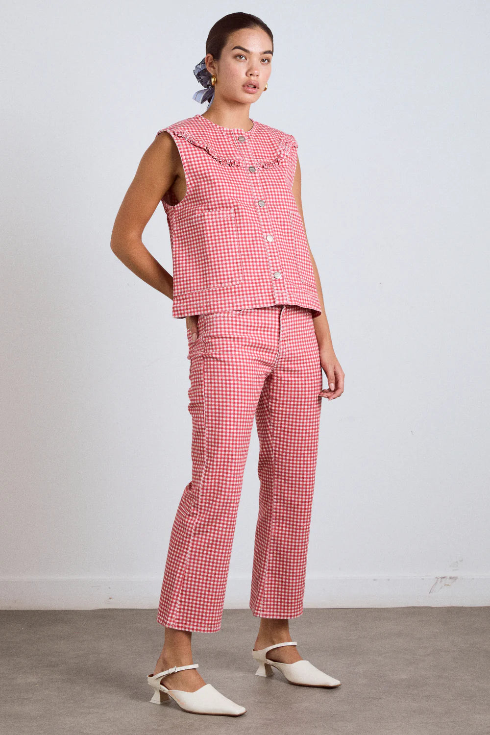 Damson Madder Kenny Jeans- Red Gingham