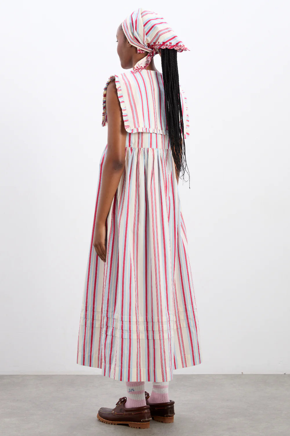 Damson Madder Josephine Midi Dress - Butter Cherry Stripe