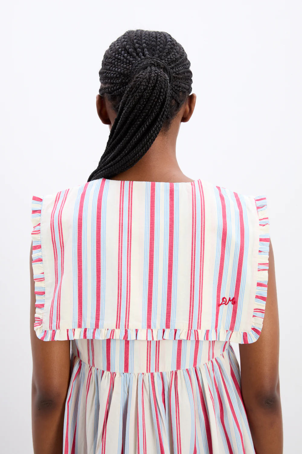 Damson Madder Josephine Midi Dress - Butter Cherry Stripe