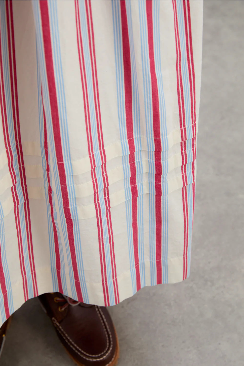 Damson Madder Josephine Midi Dress - Butter Cherry Stripe