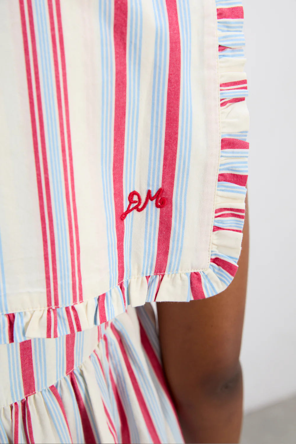 Damson Madder Josephine Midi Dress - Butter Cherry Stripe
