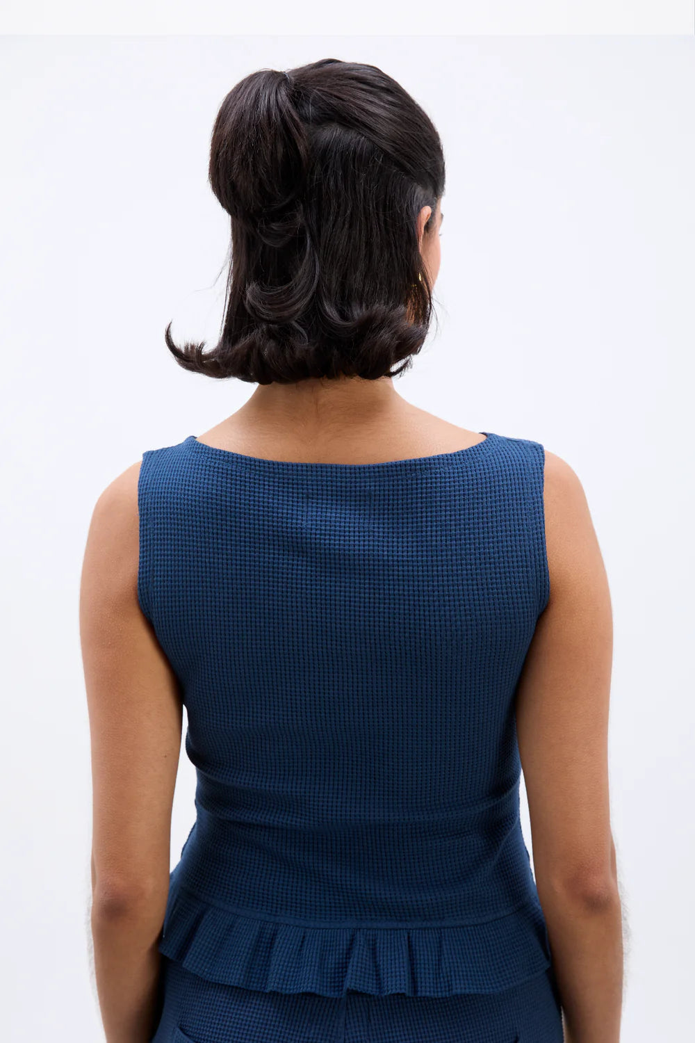 Damson Madder Hattie Waffle Cami - Navy/Butter
