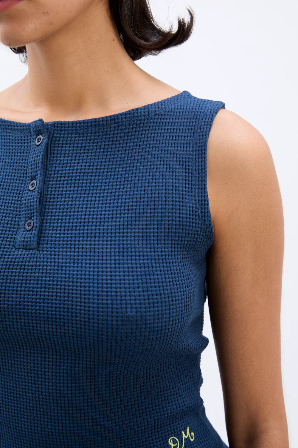 Damson Madder Hattie Waffle Cami - Navy/Butter