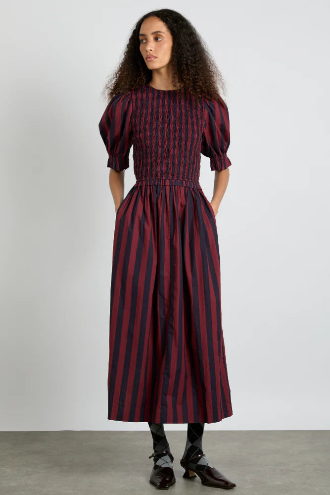 Damson Madder Bluebelle Midi Dress - Red/Navy