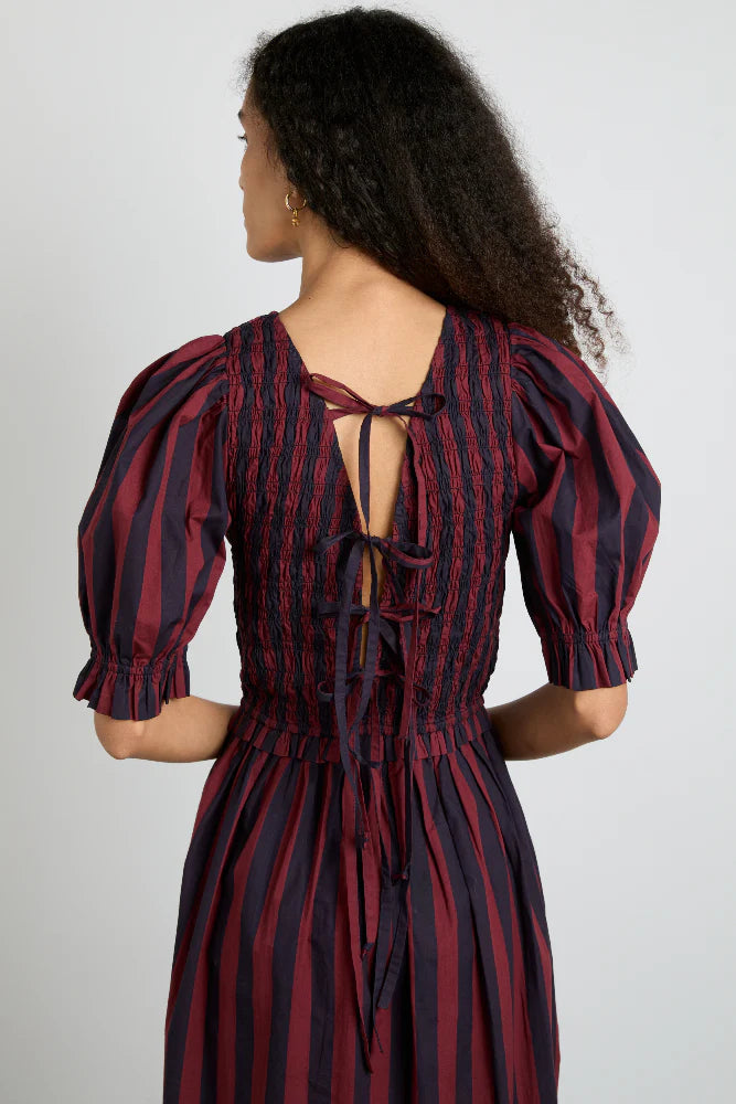 Damson Madder Bluebelle Midi Dress - Red/Navy