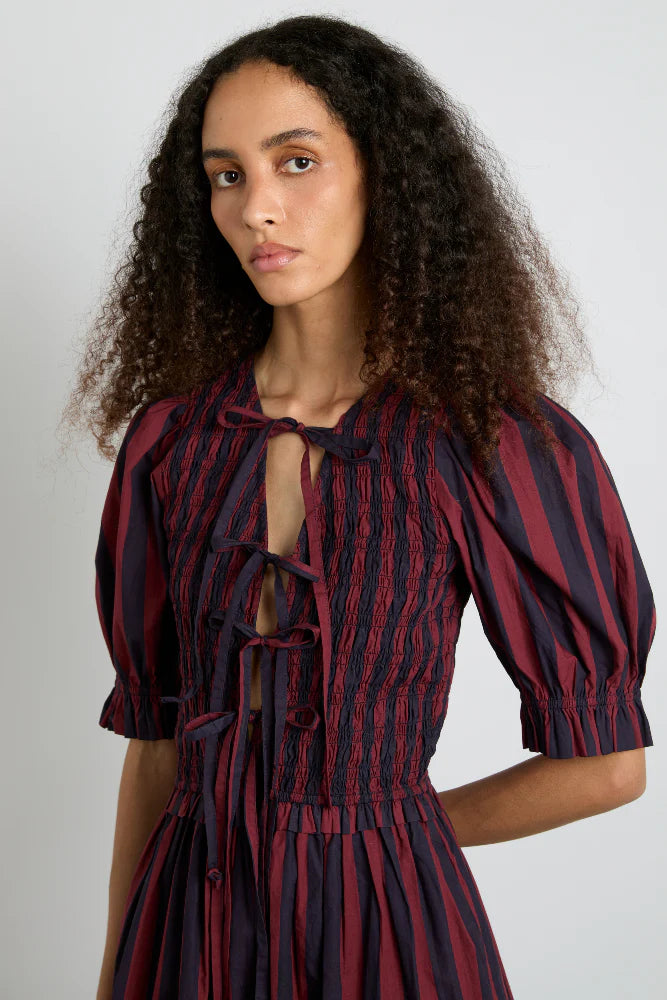 Damson Madder Bluebelle Midi Dress - Red/Navy