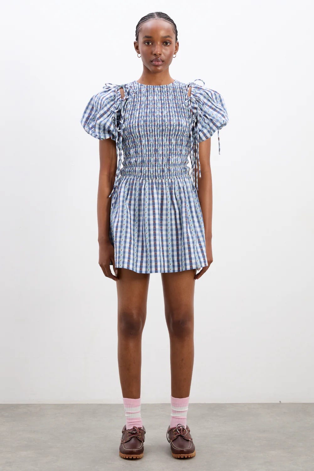 Damson Madder Becca Bubble Mini Dress - Blue Margot