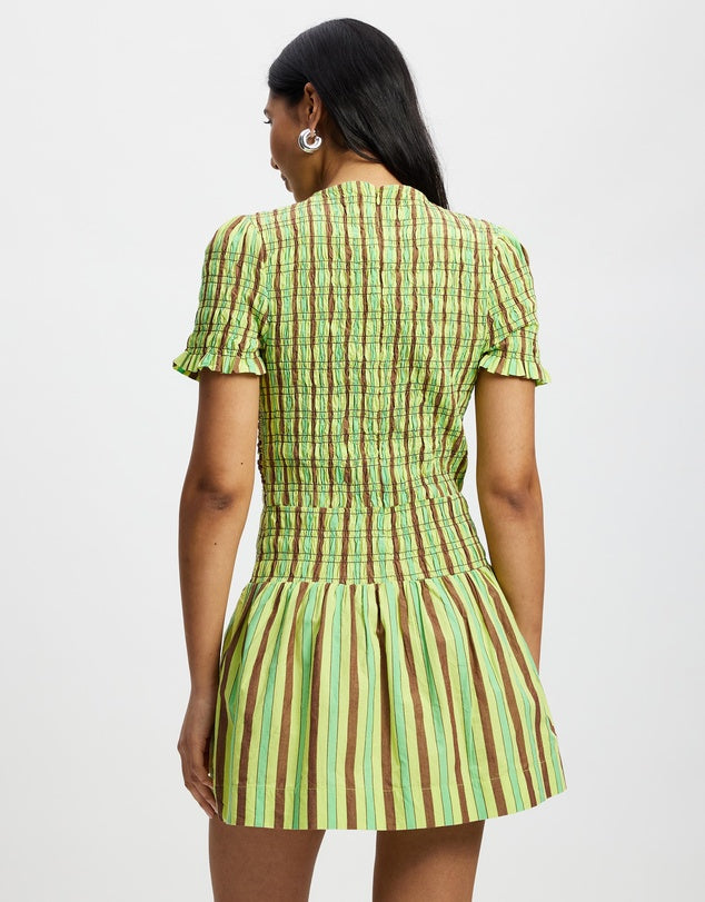 Damson Madder Saffy Mini Dress - Tropical Business Stripe