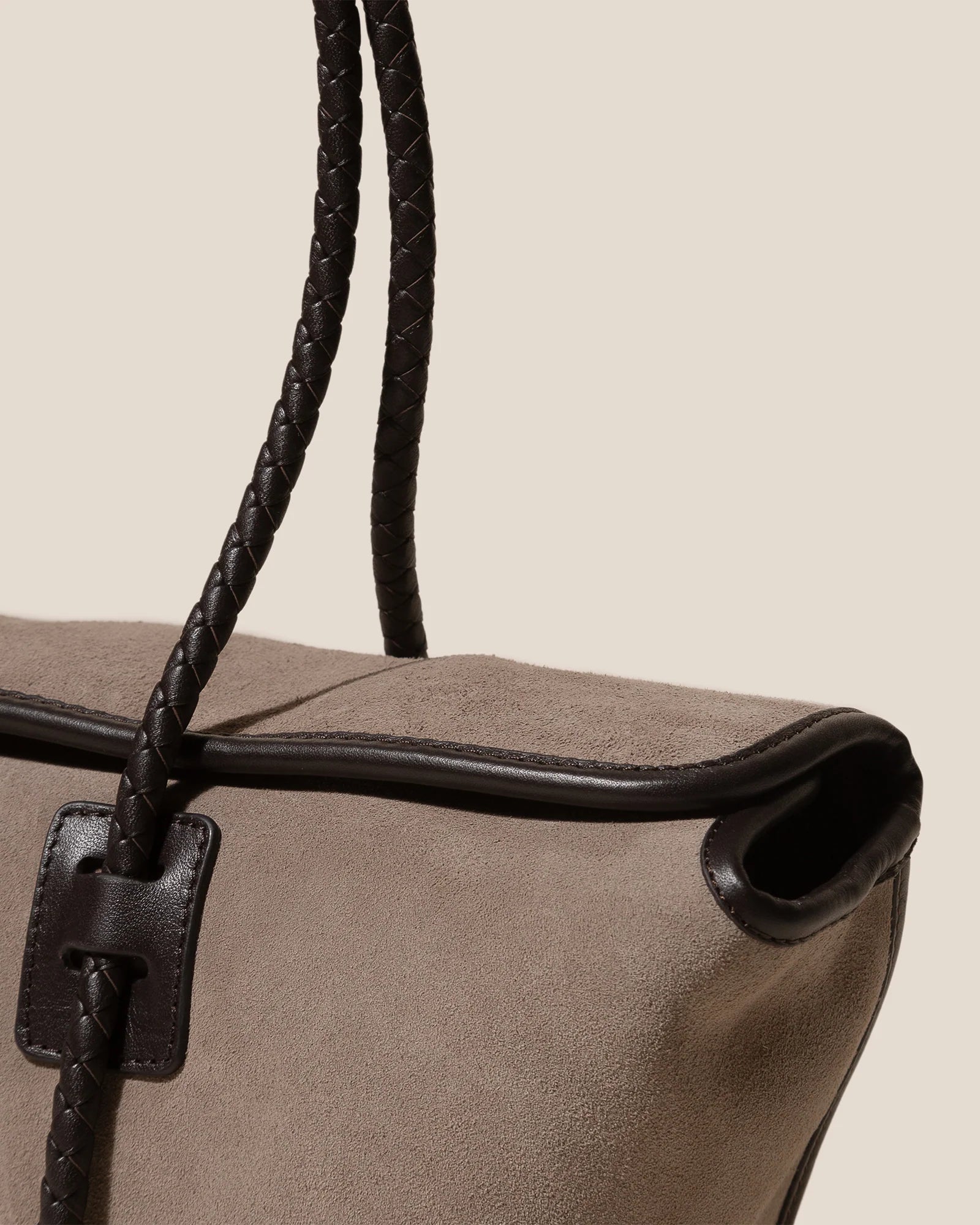HEREU Forna Suede Tote Grey/Dark Brown