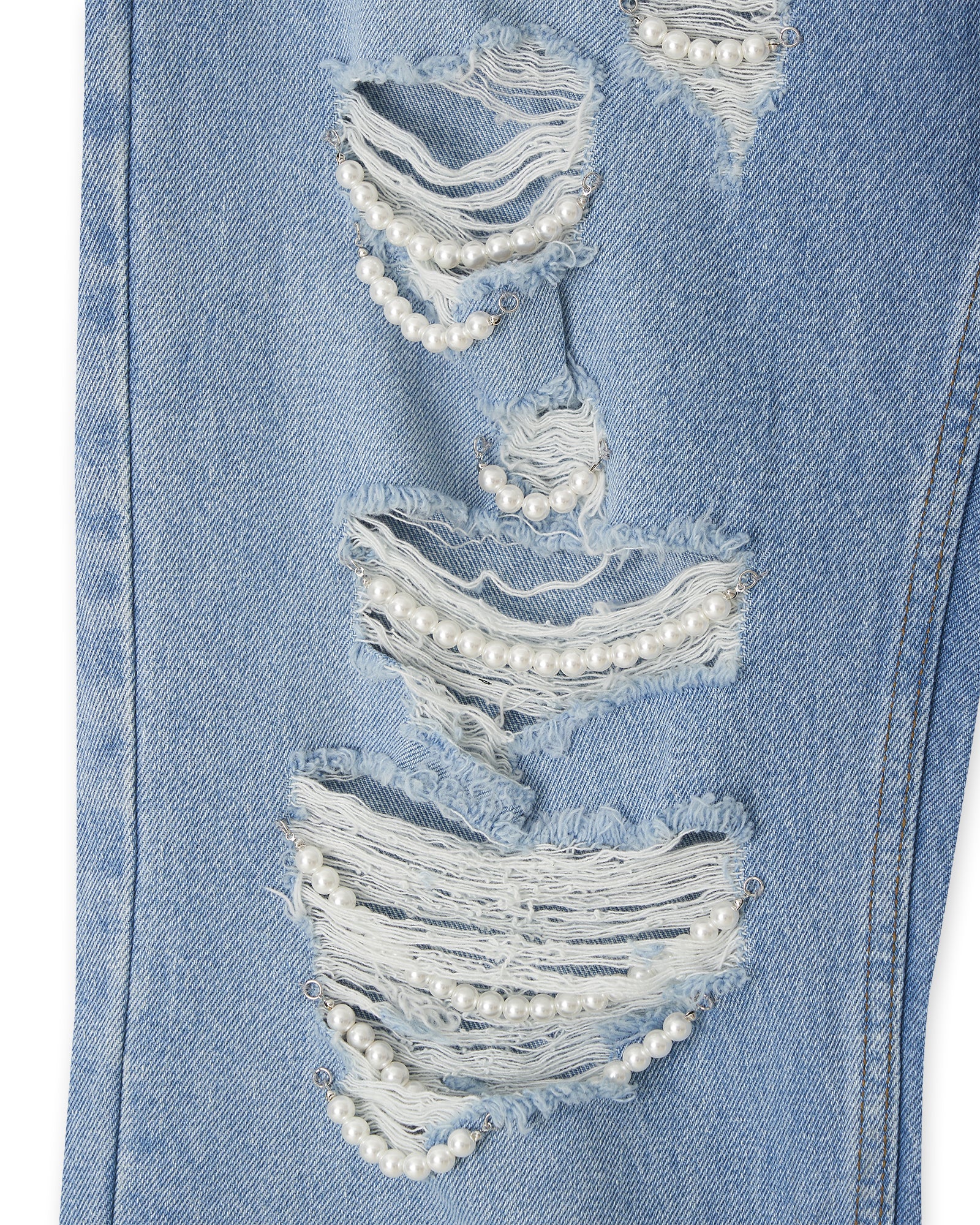 KIMHEKIM Pearl Embellished Destroyed Jeans