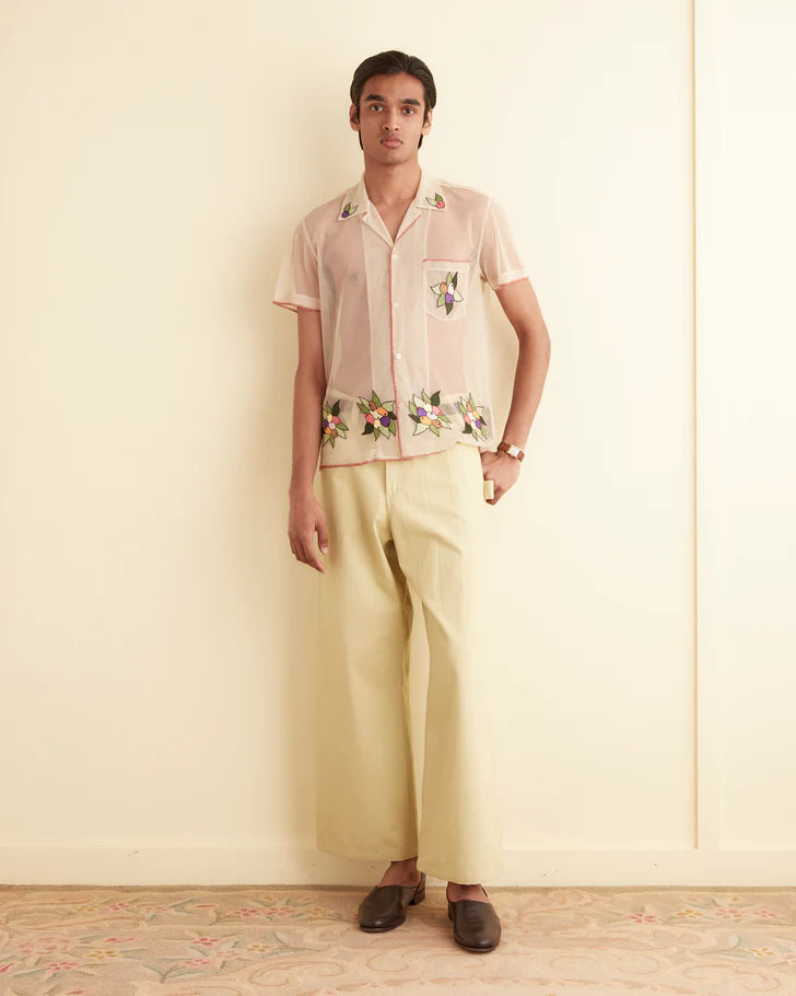 BODE Embroidered Suncherry Short Sleeve Shirt