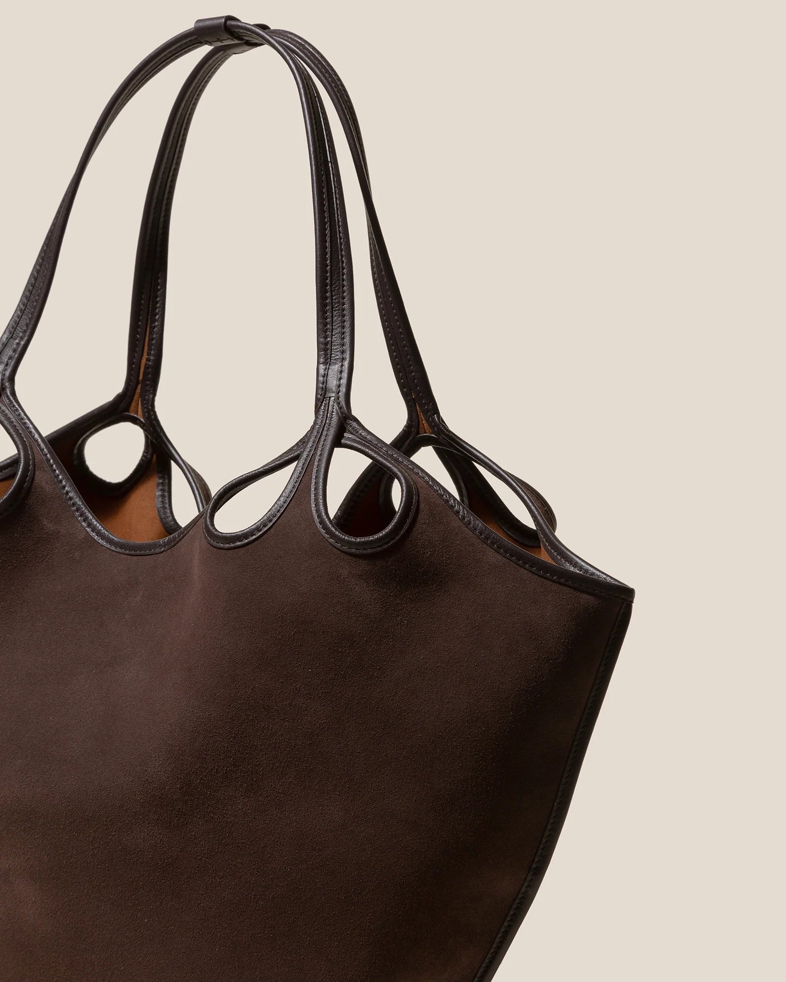 HEREU Escala Suede Tote Dark Brown