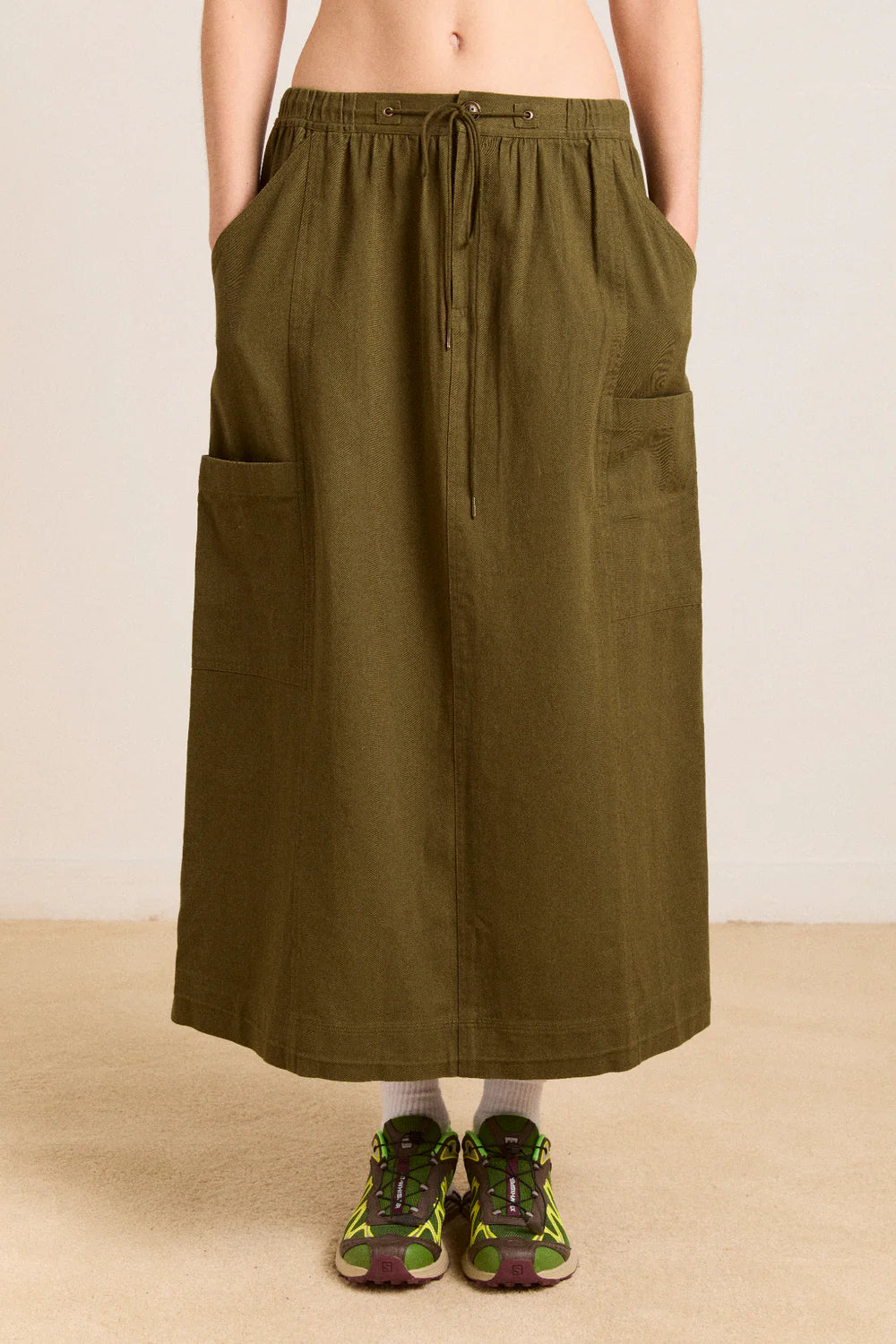 Damson Madder Vika Utility Midi Skirt - Olive