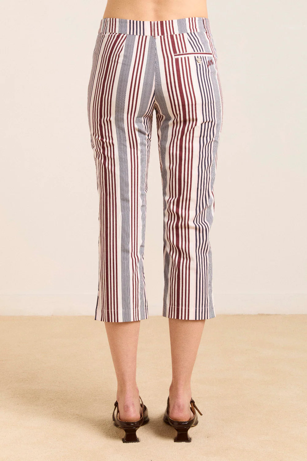 Damson Madder Gaia Capri Trouser - Multi Business Stripe
