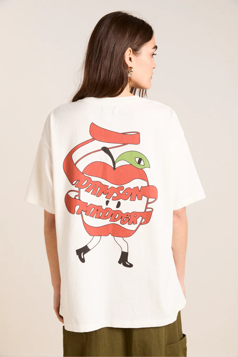 Damson Madder Apple Peel Boyfriend Tee - Ecru