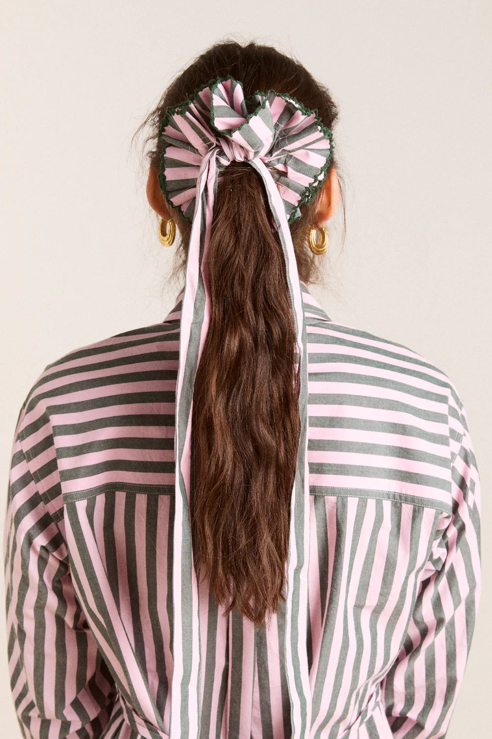Damson Madder Garter Bun Wrap - Garden Tulle Stripe