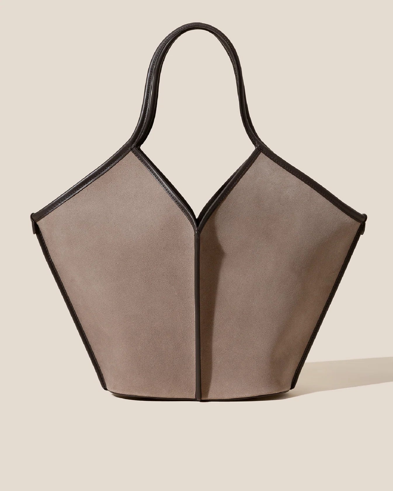 HEREU Calella Suede Tote Grey/Dark Brown