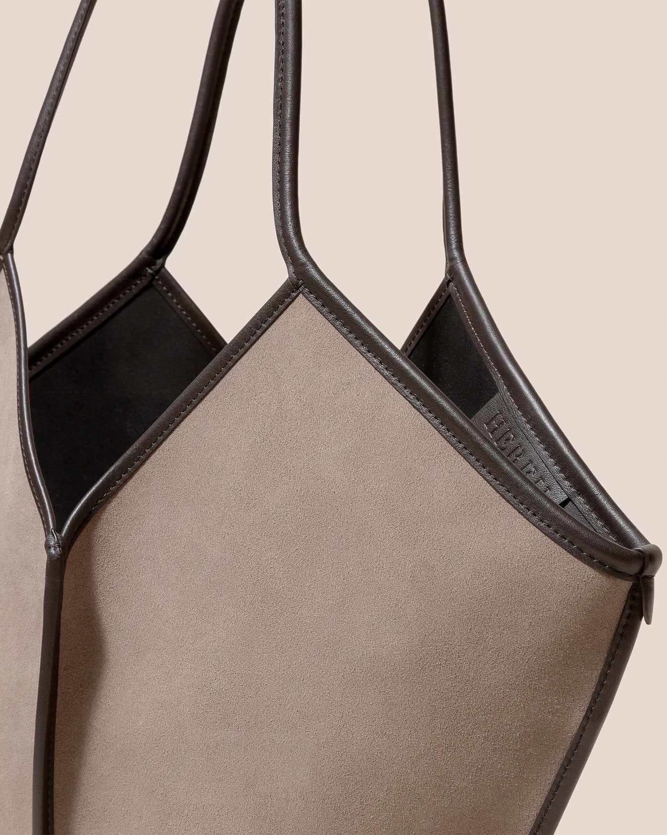 HEREU Calella Suede Tote Grey/Dark Brown