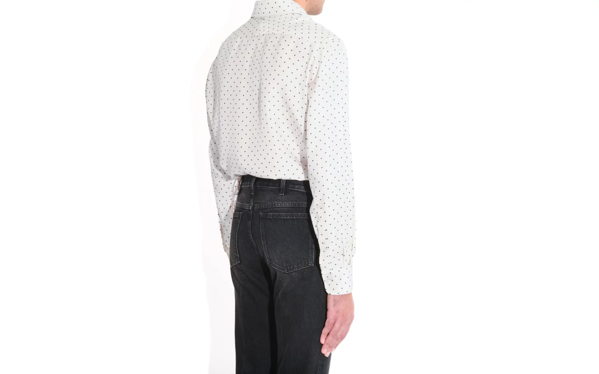 Husbands Polka Dots Wide Collar Silk Shirt