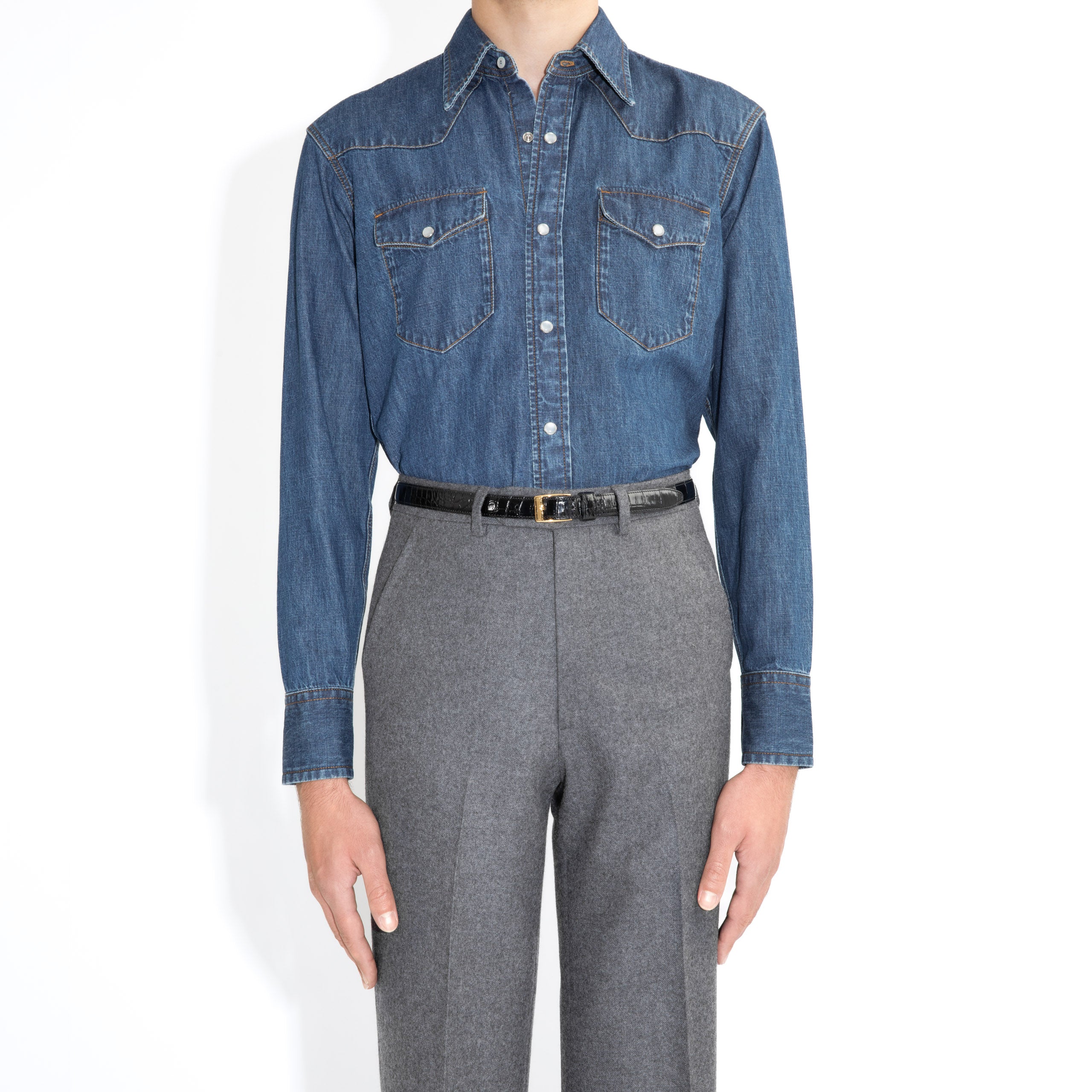 Husbands Paris Western Shirt Cotton - Denim Blue