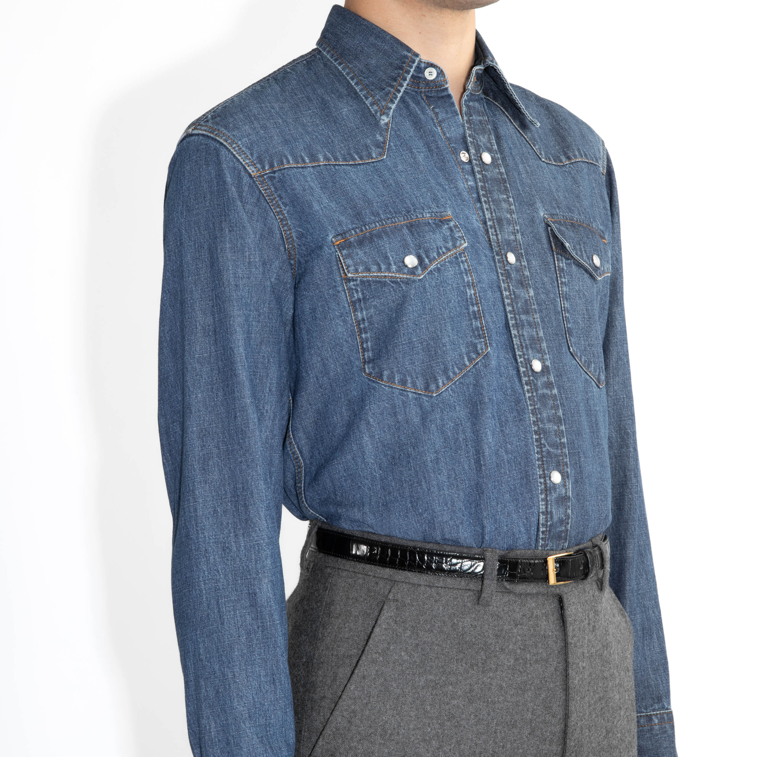 Husbands Paris Western Shirt Cotton - Denim Blue