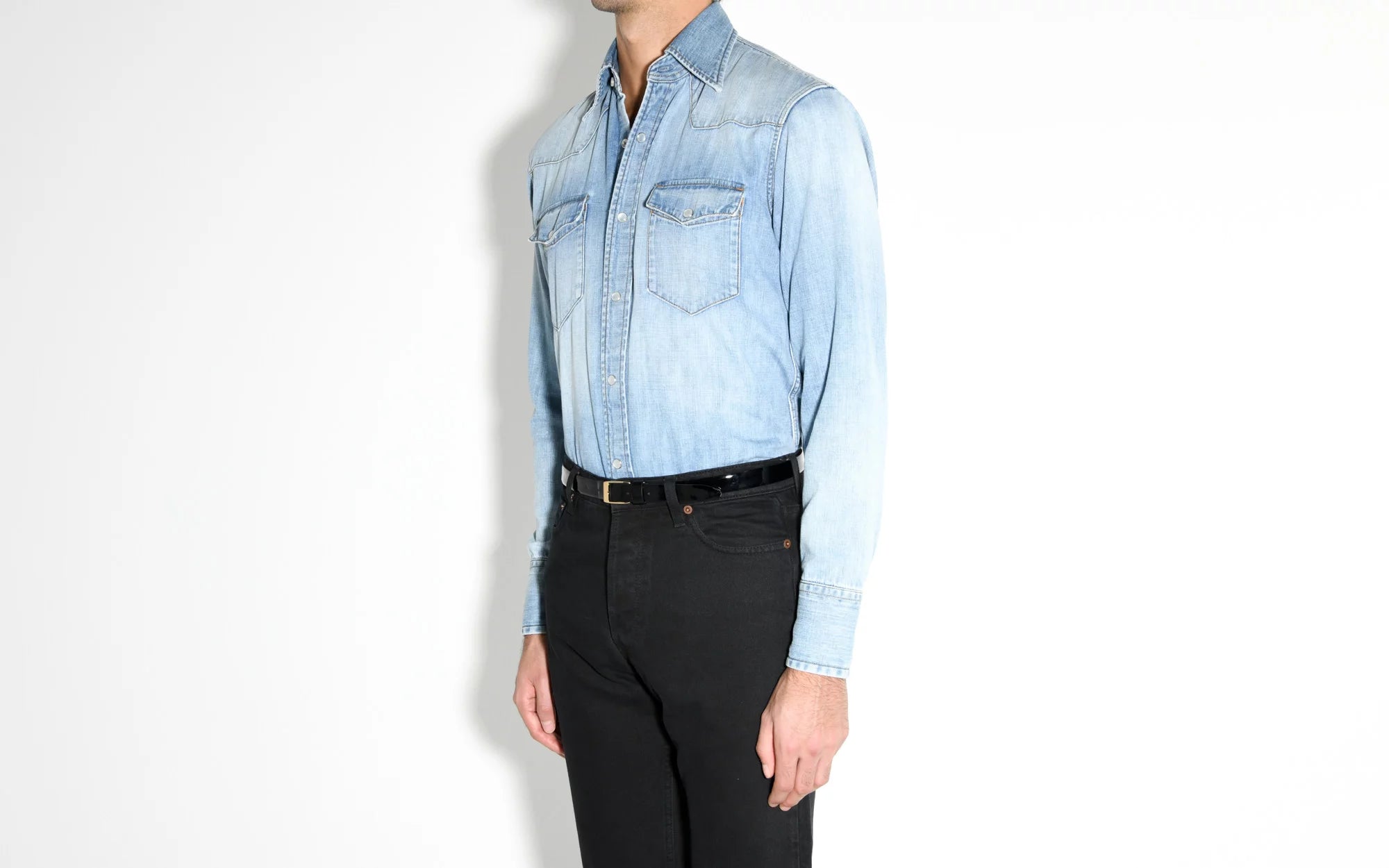 Husbands Washed Selvedge Denim Western Shirt