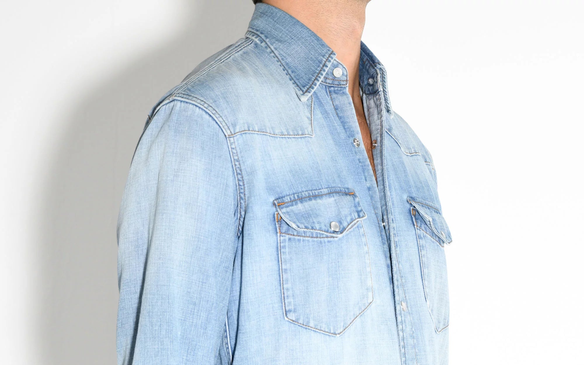 Husbands Washed Selvedge Denim Western Shirt