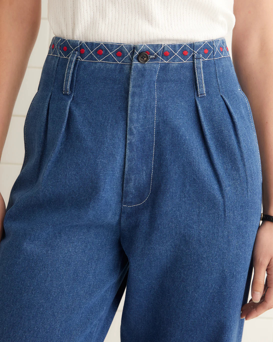 Bode Embroidered Denim Murray Trousers