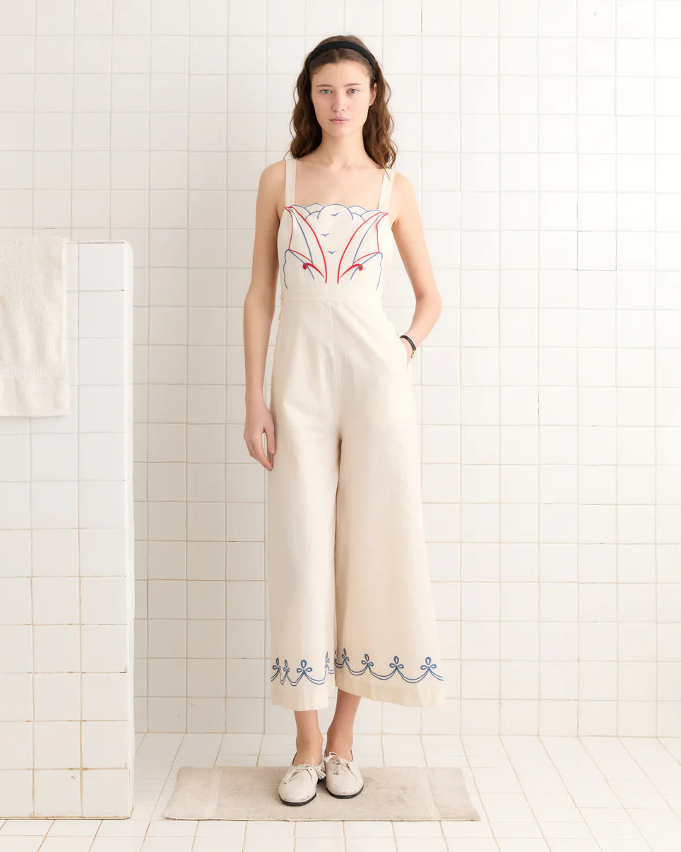 Bode Embroidered Sailboat Jumpsuit