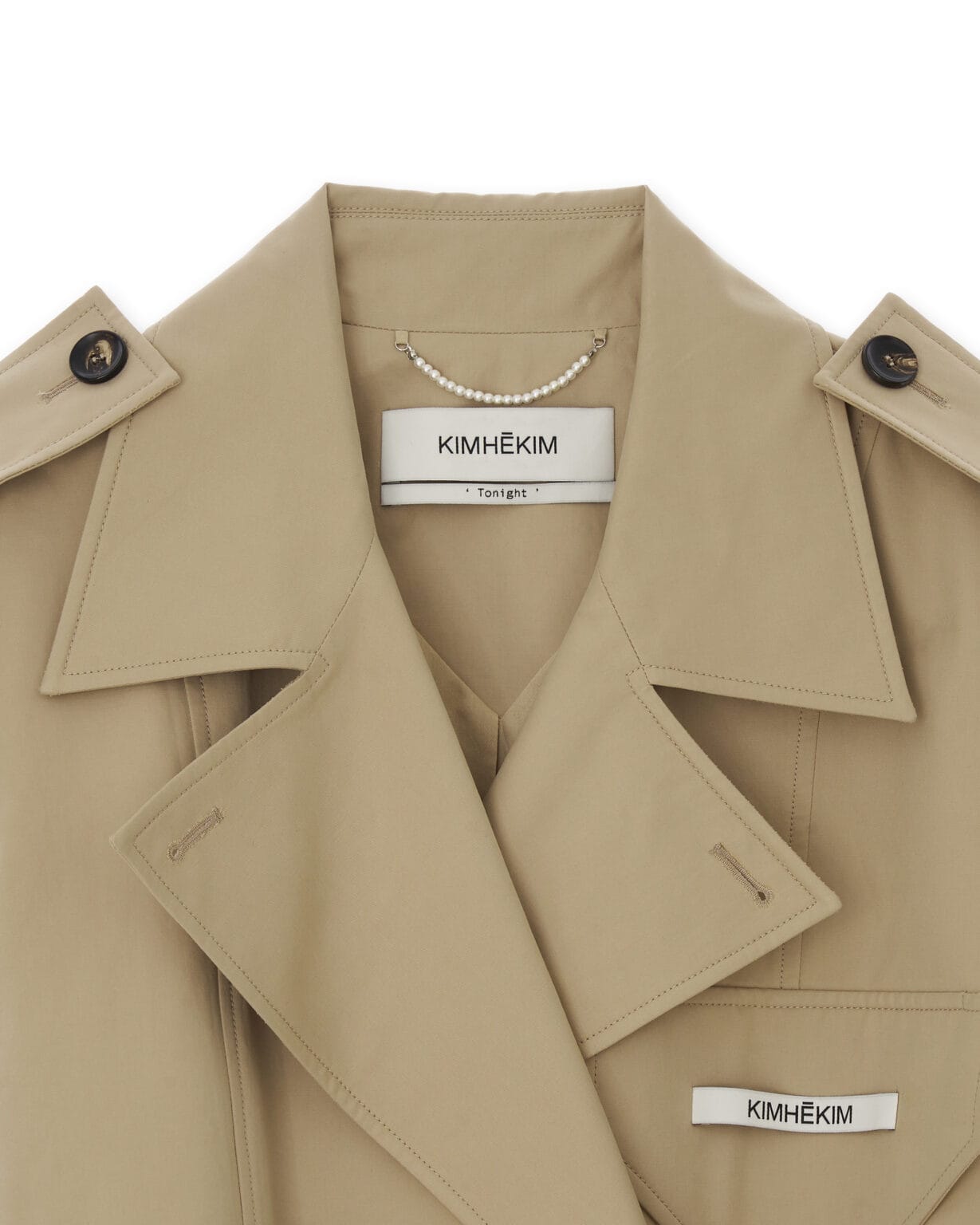 KIMHEKIM Pearl Embellished Trench Coat - Beige