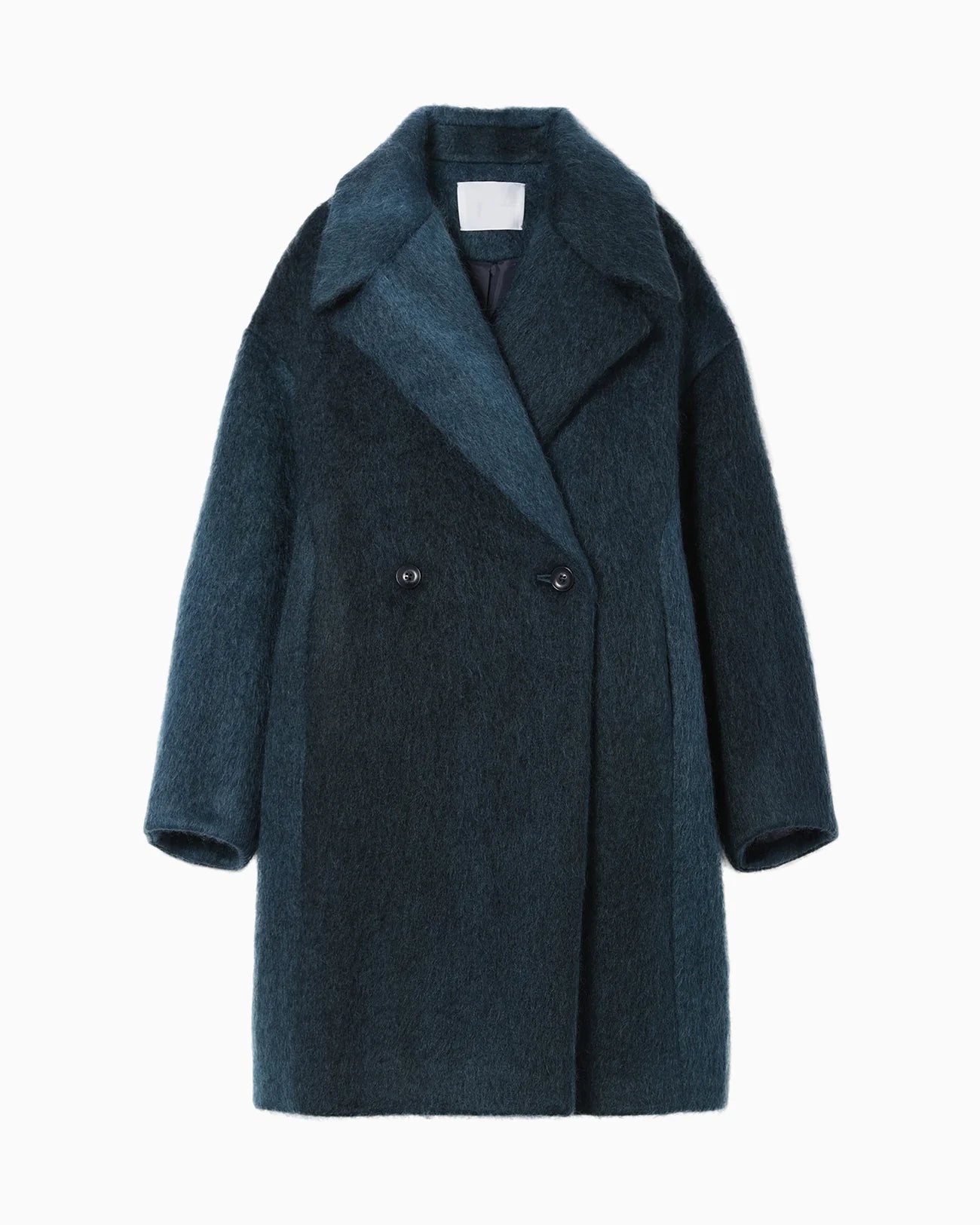 Mame Kurogouchi Gradient Dye Mohair Double-Breasted Coat - Navy MM24FW-CO082